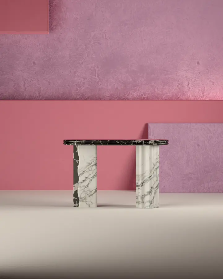 Onda marble console in Nero Pagoda