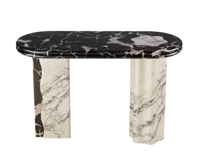 Onda marble console, cutout on a plain background