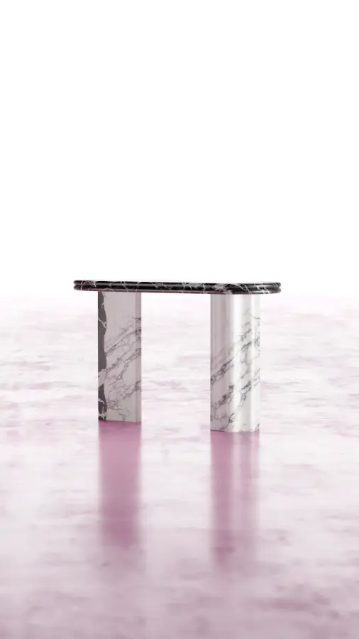 Onda marble console, view 2