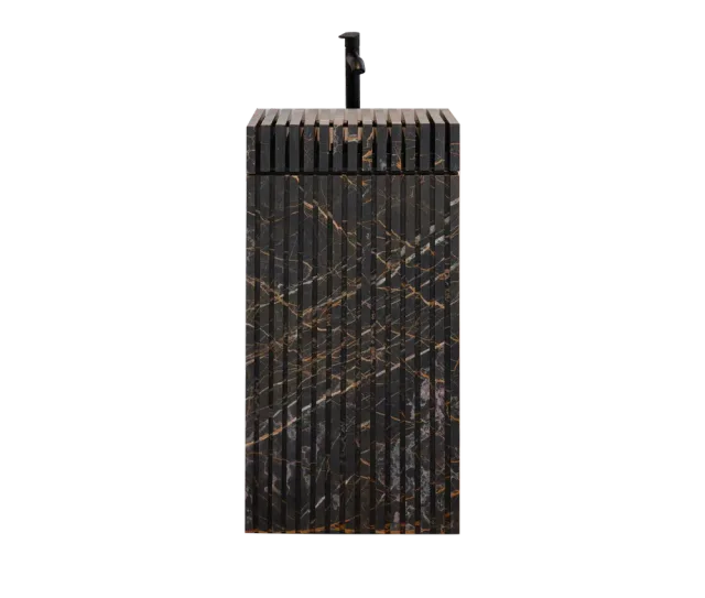 Piano freestanding marble washbasin, cutout on a plain background