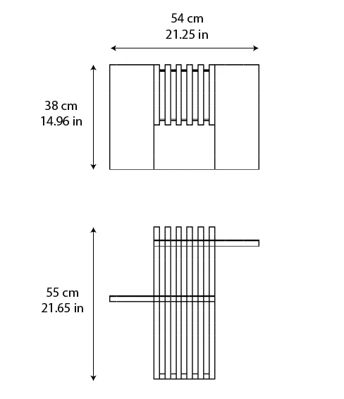 Piano marble side table: dimensioned drawing