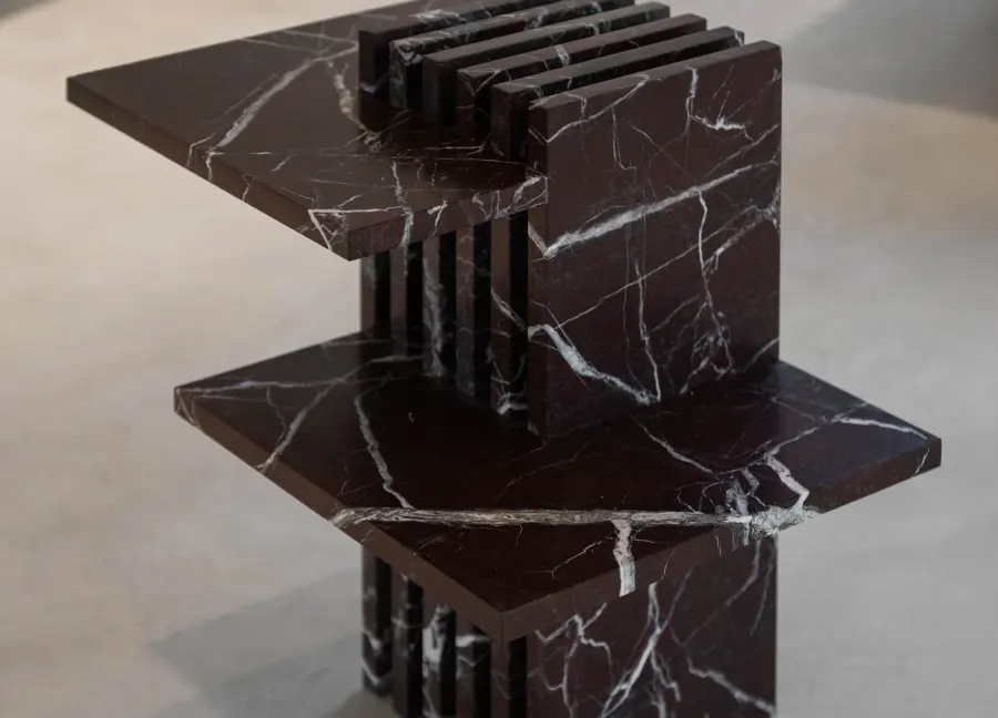 Piano marble side table, view 2