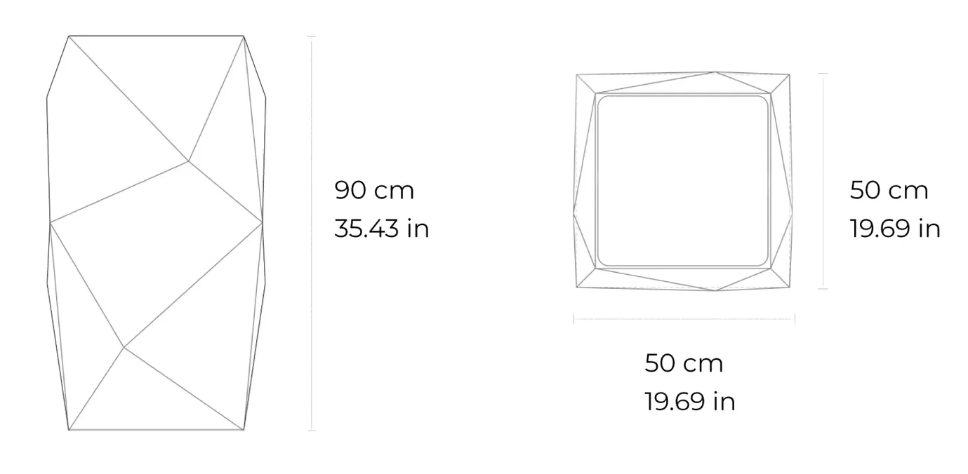 Punta High freestanding marble washbasin: dimensioned drawing