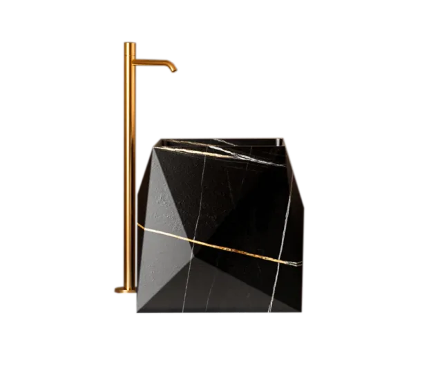 Punta Medium countertop marble washbasin, cutout on a plain background