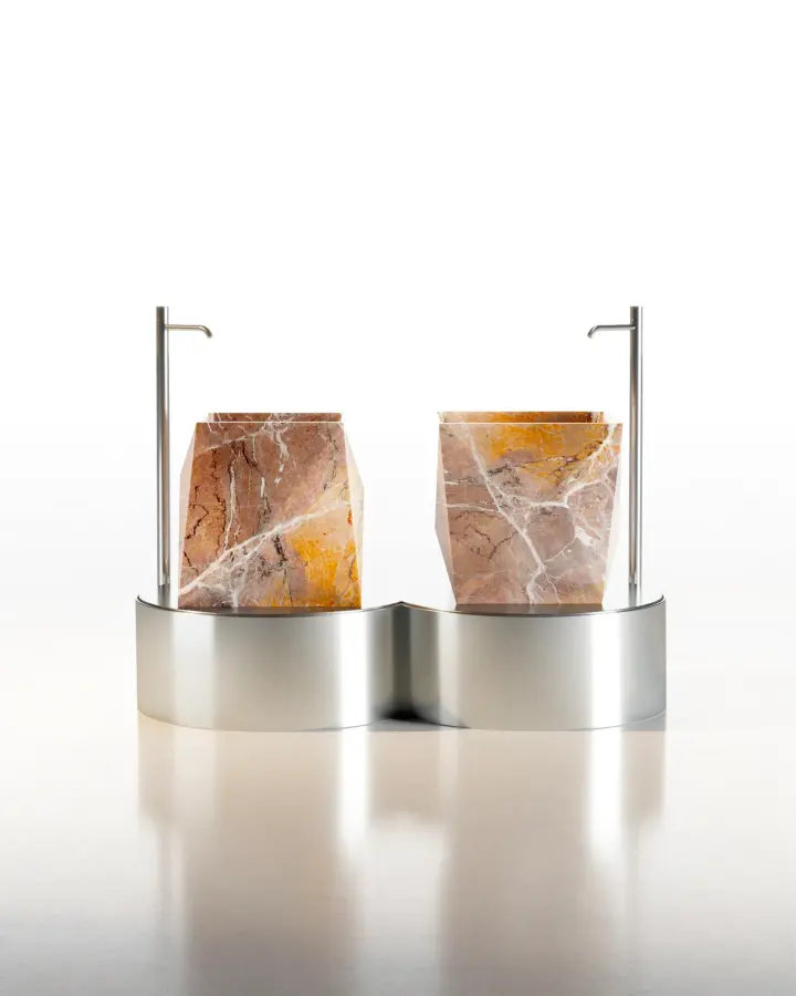 Punta Medium countertop marble washbasin, view 3