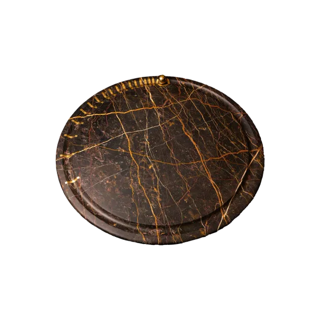 Roll Ball marble coffee table, cutout on a plain background