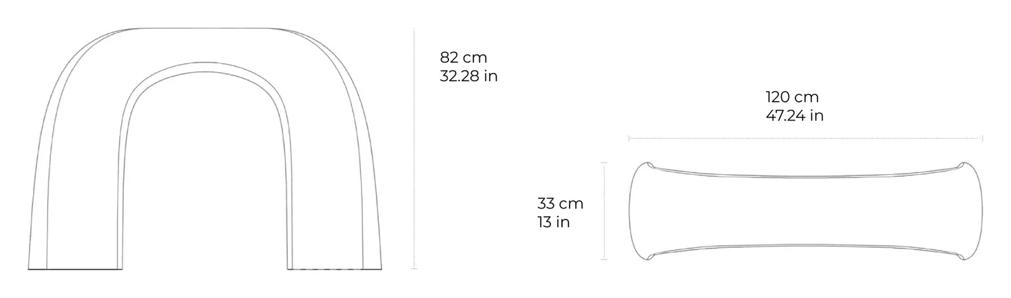 Shān marble console: dimensioned drawing