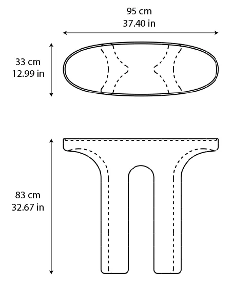 Temple marble console: dimensioned drawing