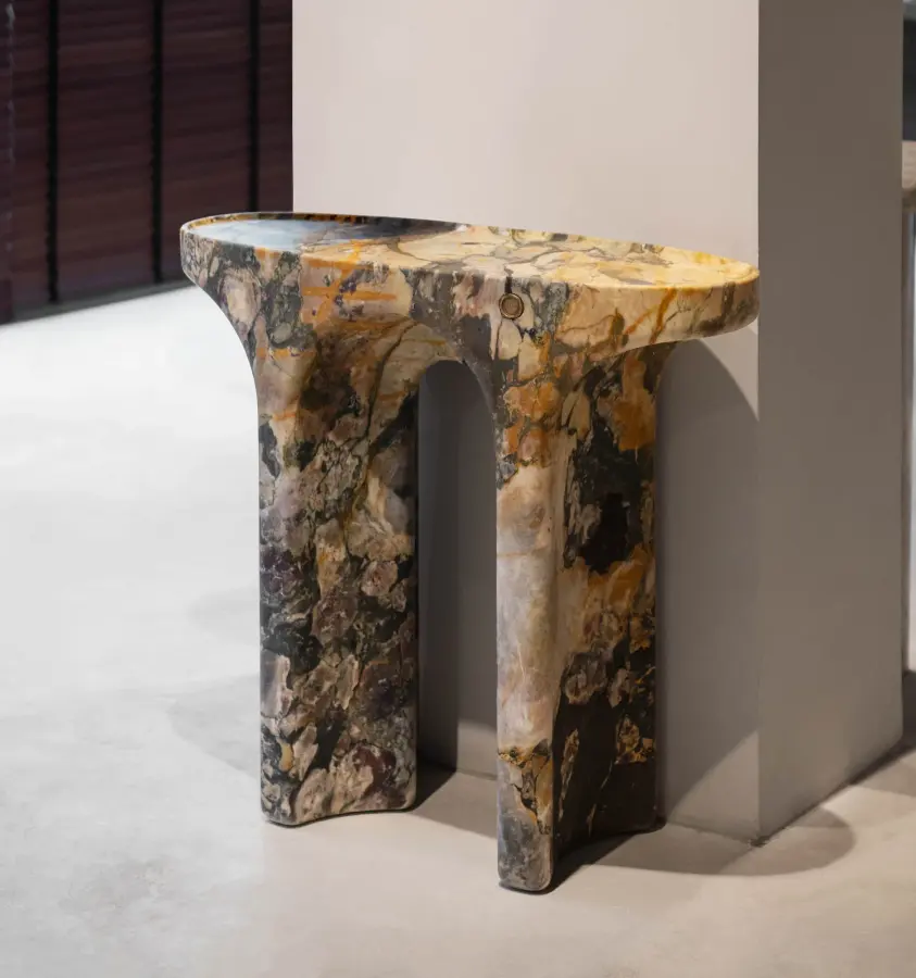 Temple marble console, view 2