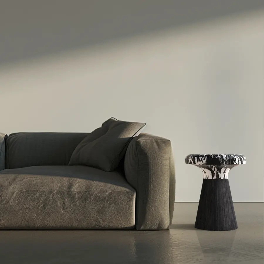 Terra marble side table, view 3