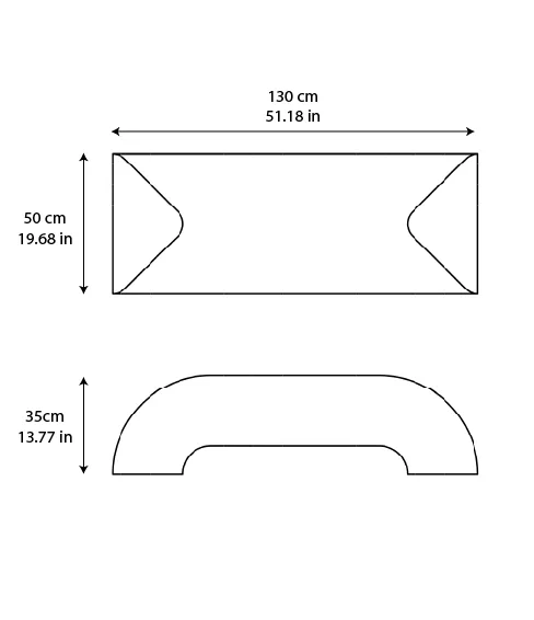 Tivoli marble coffee table: dimensioned drawing