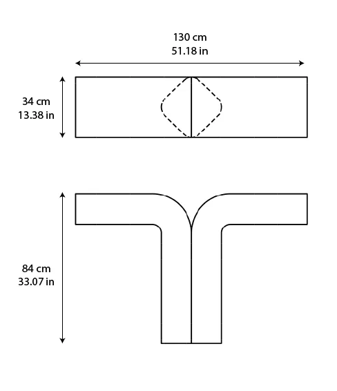 Tivoli marble console: dimensioned drawing