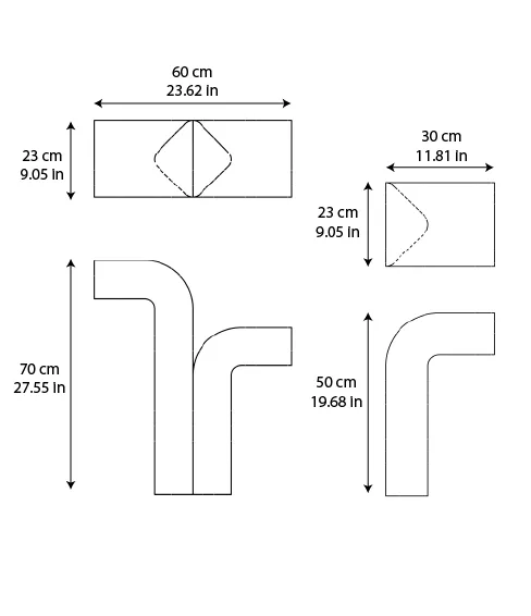 Tivoli marble side table: dimensioned drawing