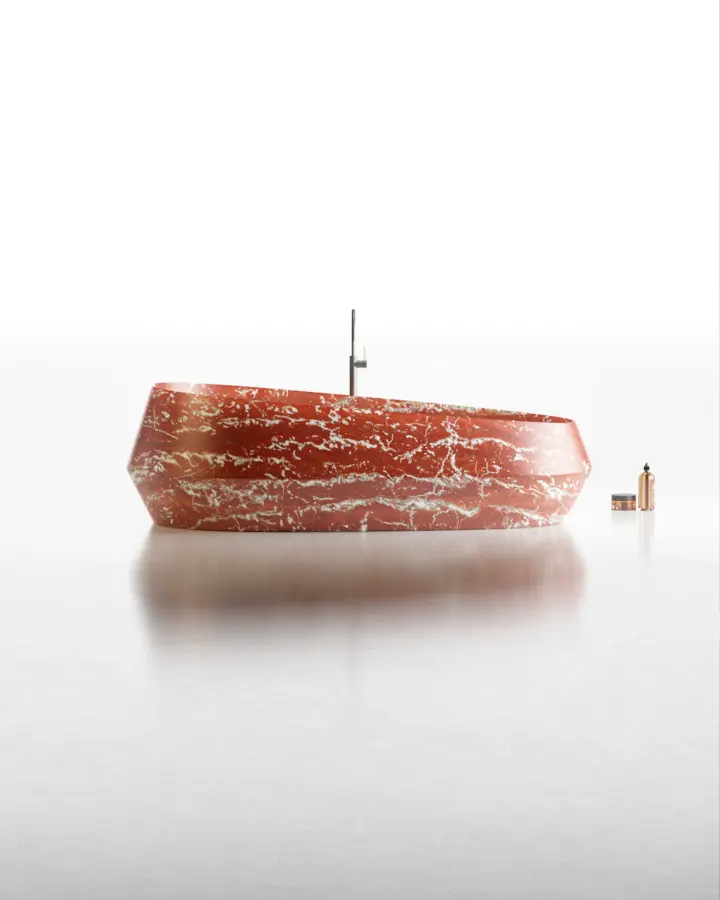 Tosca Bath marble bathtub in Rosso Francia