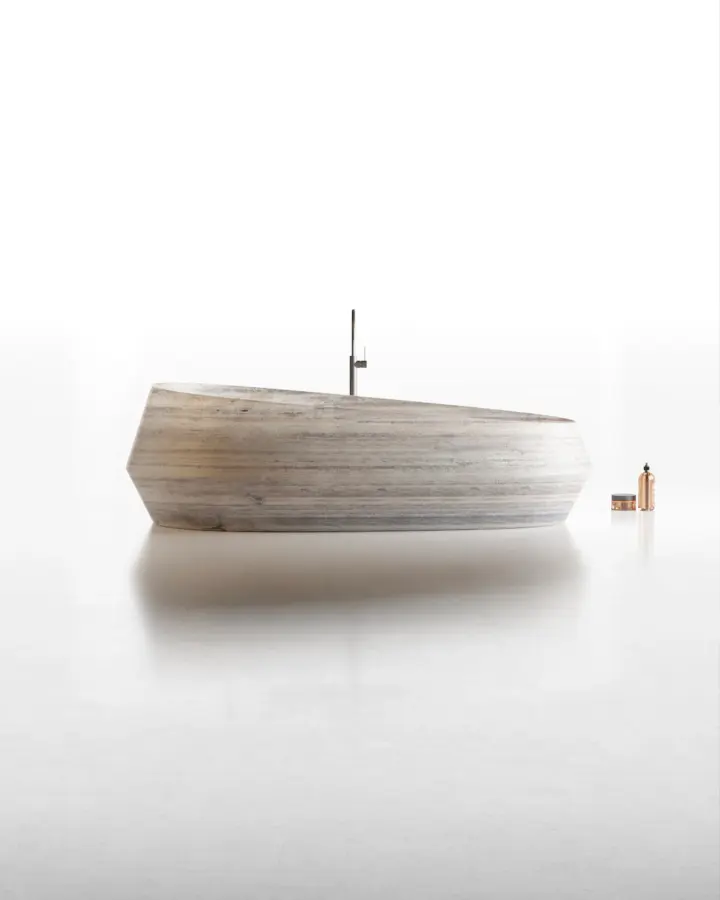 Tosca Bath marble bathtub in Travertino Silver, view 2