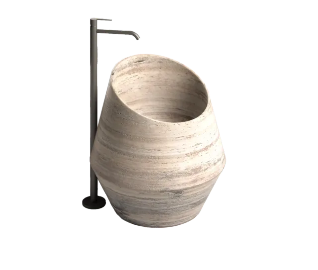 Tosca Medium countertop marble washbasin, cutout on a plain background