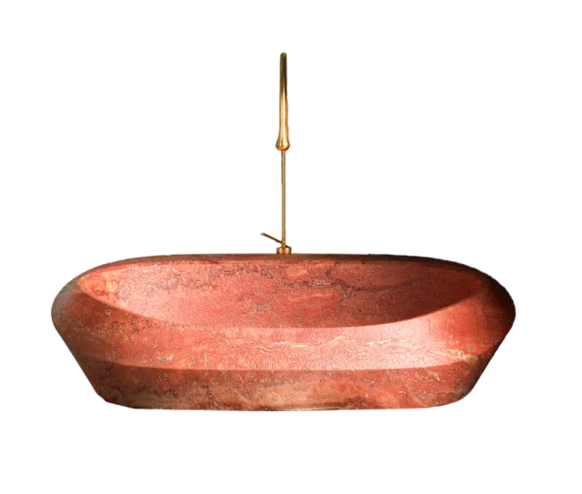 Tosca Small countertop marble washbasin, cutout on a plain background