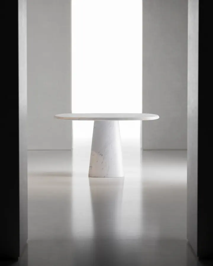 Wedge marble dining table, view 3