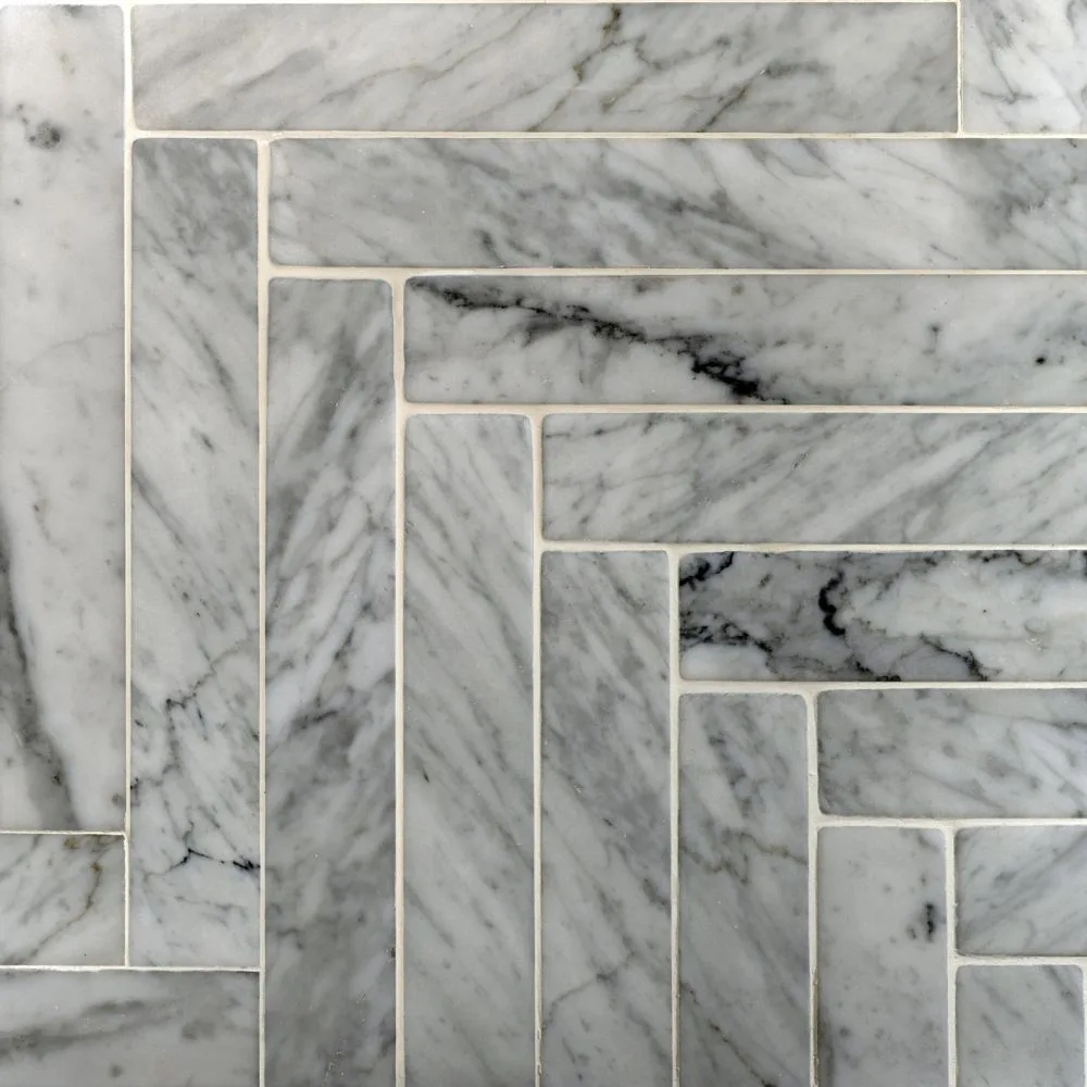 Bianco Carrara Herringbone tile