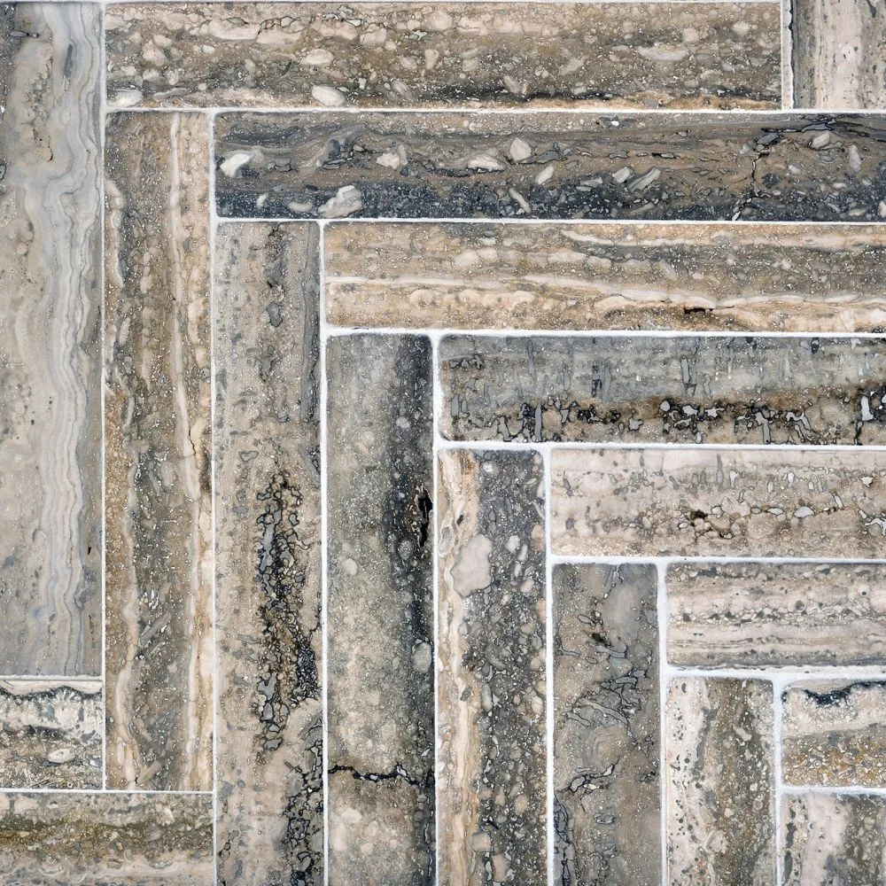 Ocean Blue Herringbone tile
