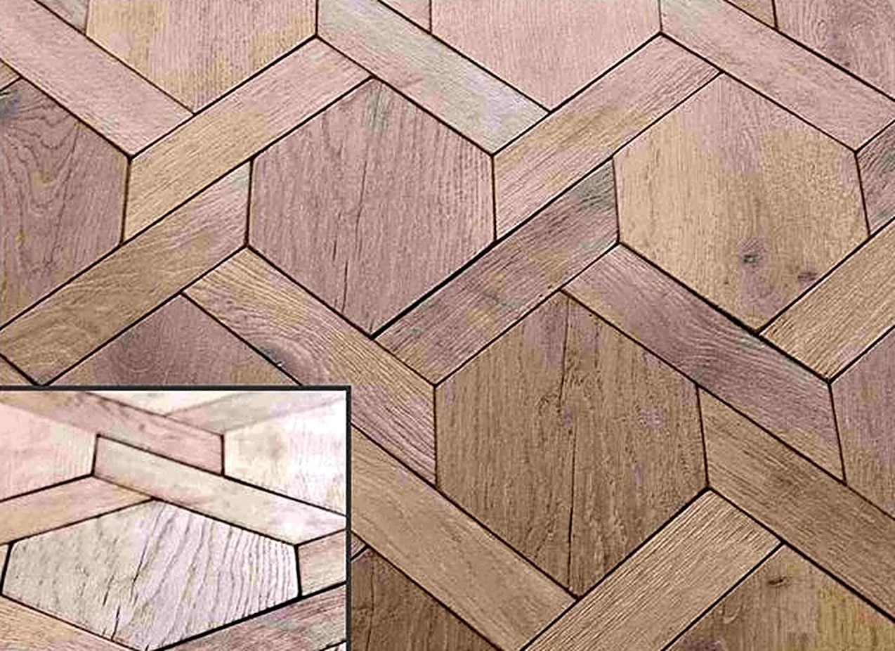 Losanga antique oak diamond pattern flooring with a white oil finish
